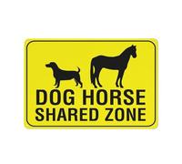 Dog Horse Shared Zone Bright Yellow Sign Sign, 8 X 12 Grade Reflective Sheeting Rust Free Aluminum, Weather Resistant, Waterproof, Easy To Mount