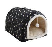 Dog House 2 in 1 Foldable Self-Warming Dog Bed with Anti Anxiety Removable Cushion, Winter Warm Pet Cave Dog Calming Igloo Nest for Dogs Puppy Cats (L:65x45x40cm,Navy)