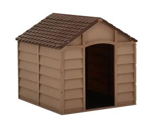 Dog House Brown 71x71.5x68cm PP Polypropylene UV-Resistant Small Outdoor Indoor