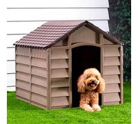 Dog House Brown Polypropylene 86x84x82 cm Weatherproof Outdoor Durable XL Kennel
