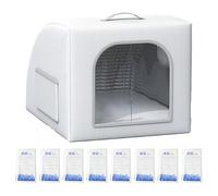 Dog House - Cat Conditioning Den | 23.6 Inches Aluminum Foil | Ventilated Thermal Shield With Cooling Packs For Front Door And Balcony, Portable Small Pet Home, Versatile Dog House For Garden