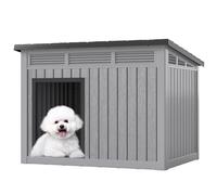 Dog House for Indoor & Outdoor Use - Weatherproof Roof & Removable Floor, Fits Small to Medium Dogs (32.1" L x 25.1" W x 24" H) - Grey
