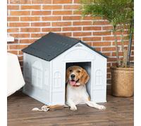 PawHut Weather-Resistant Dog House for Medium Dogs - Grey, Grey