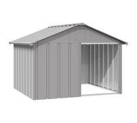 vidaXL Dog House Grey 116.5x103x81.5 cm Galvanised Steel, Grey