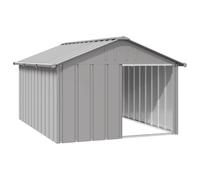 vidaXL Dog House Grey 116.5x153x81.5 cm Galvanised Steel, Grey