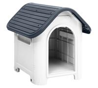 Dog House Grey Polypropylene 59x75x66cm Outdoor Kennel Raised Floor Weatherproof