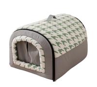 Dog House Indoor, Cozy Dog Cave Bed with Door Curtain, Cushion Mat, Removable and Washable Cover, Multi-Purpose Covered Dog Bed & Cat House for Cats and Small Dogs (A, 50x40x35cm)