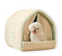 Dog House Indoor Large Dog Bed Sofa Washable,Pet Cave Luxury Removable Calming Cat House Anti Anxiety Soft Cushion,Non-Slip Sofa Kennel Pet Warm Bed (M-44 * 41 * 41cm,Green)