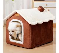 Dog House Indoor Memory Foam, Foldable Dog Kennel Bed Mat with Cozy Cushion, Warm Cat Cave Sofa Nest Bed for Small to Large Pets (Coffee,L)