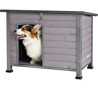 Dog House Indoor, Outdoor Insulated Cat House Weatherproof Dog Kennel for Small Medium Dogs, Pet Crate Wooden with Elevated Floor Weatherproof, Unique All-Around Iron Frame