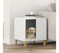 Dog House Indoor White Engineered Wood 44x42x49 cm Modern Rectangular Pet Bed XL