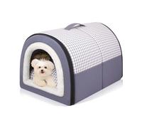 Dog House Kennel Bed, 2 In 1 Enclosed Warm Sleeping Cat Cave Dogs Nest Bed with Removable Cushion, Foldable Warm Dog Igloo House for Small Medium Large Dogs (60 * 43 * 40cm,Blue)