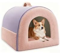 Dog House Large Dog Bed, Anti Anxiety Pet Cave (L:79x60x59cm,Purple-A)