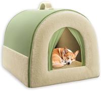 Dog House Large Dog Bed, Anti Anxiety Pet Cave (M:65x53x50cm,Green-B)