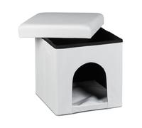 Dog house ottoman Folding Pet Box Faux Leather Pouffe Compact Lightweight