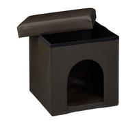 Dog house ottoman Folding Pet Box Faux Leather Pouffe Compact Lightweight