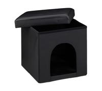 Dog house ottoman Folding Pet Box Faux Leather Pouffe Compact Lightweight