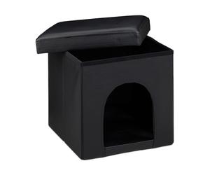Dog house ottoman Folding Pet Box Faux Leather Pouffe Compact Lightweight
