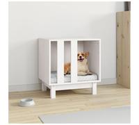 Dog House Solid Pine Wood White 50x40x52 cm Modern Indoor Durable Pet Bed Sturdy