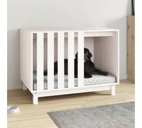 Dog House Solid Pinewood Untreated White 90x60x67cm Rustic Indoor Bed Minimalist