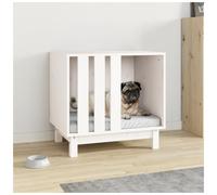 Dog House White Solid Pine Wood 60x45x57 cm Indoor Modern Rectangular for Pets.