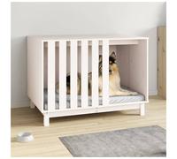 Dog House White Solid Pine Wood Indoor Modern Rectangular 100x70x72 cm Durable.
