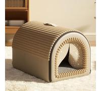 Dog House with Removable Cushion Pillow, 2-in-1 Pet House Sofa Bed Indoor, Portable Shelter for Doggies, Dog Kennel Bed Mat, Non-Slip Pet Nest for Puppy Kitty (50x40x35cm,Brown)