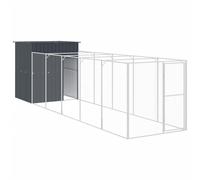 Dog House with Run Dog Cage Pet Kennel Dog Kennel Galvanised Steel vidaXL