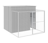 Dog House with Run Dog Cage Pet Kennel Dog Kennel Galvanised Steel vidaXL