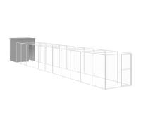 Dog House with Run Dog Cage Pet Kennel Dog Kennel Galvanised Steel vidaXL