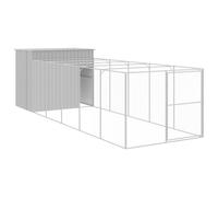 Dog House with Run Dog Cage Pet Kennel Dog Kennel Galvanised Steel vidaXL