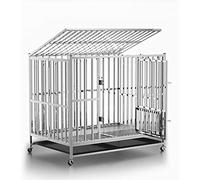Dog Houses 304 Stainless Steel Dog Cage Foldable Dog Cage Teddy Cage With Skylight And Universal Wheels ，Outdoor Pet House Animal Shelter，Easy Assembly (Size : 79x52x65cm)