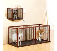 Dog Houses Extra Large 60" Stretchable Pet Playpen Kennel With Partition For 2 Dogs, Furniture Style Dog Cage House With 2 Doors And Locks