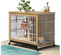 Dog Houses Multi-Functional Pet Cage, Furniture Dog Crate With Slide Tray, Stainless Steel Dog Kennels With Wheels, End Table For Large And Medium Dogs