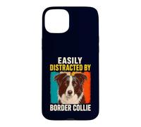 Dog Humor Easily Distracted By Border Collie Retro Vintage Case for iPhone 15 Plus