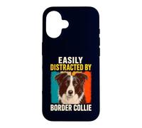 Dog Humor Easily Distracted By Border Collie Retro Vintage Case for iPhone 16
