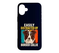 Dog Humor Easily Distracted By Border Collie Retro Vintage Case for iPhone 16 Plus