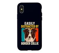 Dog Humor Easily Distracted By Border Collie Retro Vintage Case for iPhone X/XS