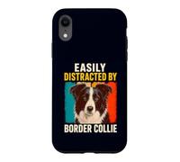 Dog Humor Easily Distracted By Border Collie Retro Vintage Case for iPhone XR