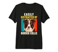 Dog Humor Easily Distracted By Border Collie Retro Vintage Premium T-Shirt
