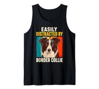 Dog Humor Easily Distracted By Border Collie Retro Vintage Tank Top