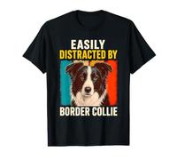 Dog Humor Easily Distracted By Border Collie Retro Vintage Value Graphic T-Shirt