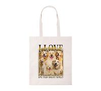 Dog, I Love Dumb Blondes Dogs Puppy tote bag cotton shopper shopping bag reusable bags labrador retriever puppies golden retriever funny fun meme novelty iconic trendy trend