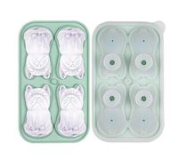 Dog Ice Cube Tray,4 Cavity Bulldog Dog Shape Ice Cube Molds | Fun Shape Ice Cube Tray Dog Shape Ice Cube Molds Reusable - Easy Release Silicone Ice Ball Maker for Coffee, Milk, Tea, Whiskey Rianpesn