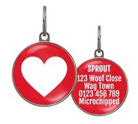 Dog ID Tag - Heart Design - 6 Colour Options & Custom Back - Lightweight Metal Tag for Dogs, Cats & Puppies - Waterproof, Double-Sided & UK Made