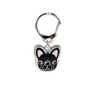Dog ID Tags,Cute Puppy Pendant Key-Ring Keychain, Dog Lovers Keyfob Key Tags_Black French Bulldog