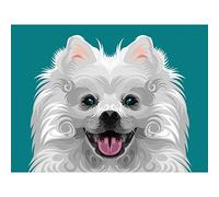 Dog Illustration Spitz Swirls Large Wall Art Print Canvas Premium Poster