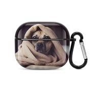 Dog in A Blanket Bluetooth Earbuds Case Cover Full Body Shockproof Protection Hard Case Support Wireless Charging with Keychain Personalized Gift for AirPods 3