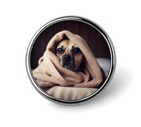 Dog in A Blanket Lapel Pins Round 1 Inch Lightweight Brooch Pins | Metal Shirt Pin for Suit Jacket, Secure Butterfly Clutch, Small Mini Pin Badge Gift for Coworkers & Everyday Outfit Accessory