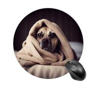 Dog in A Blanket Mouse Pad Portable Round Gaming Mouse Pad Cute Small Computer Mouse Mat Decoration Non-Slip Gaming Mousepad for Home Office Work 7.8 X 7.8 Inch